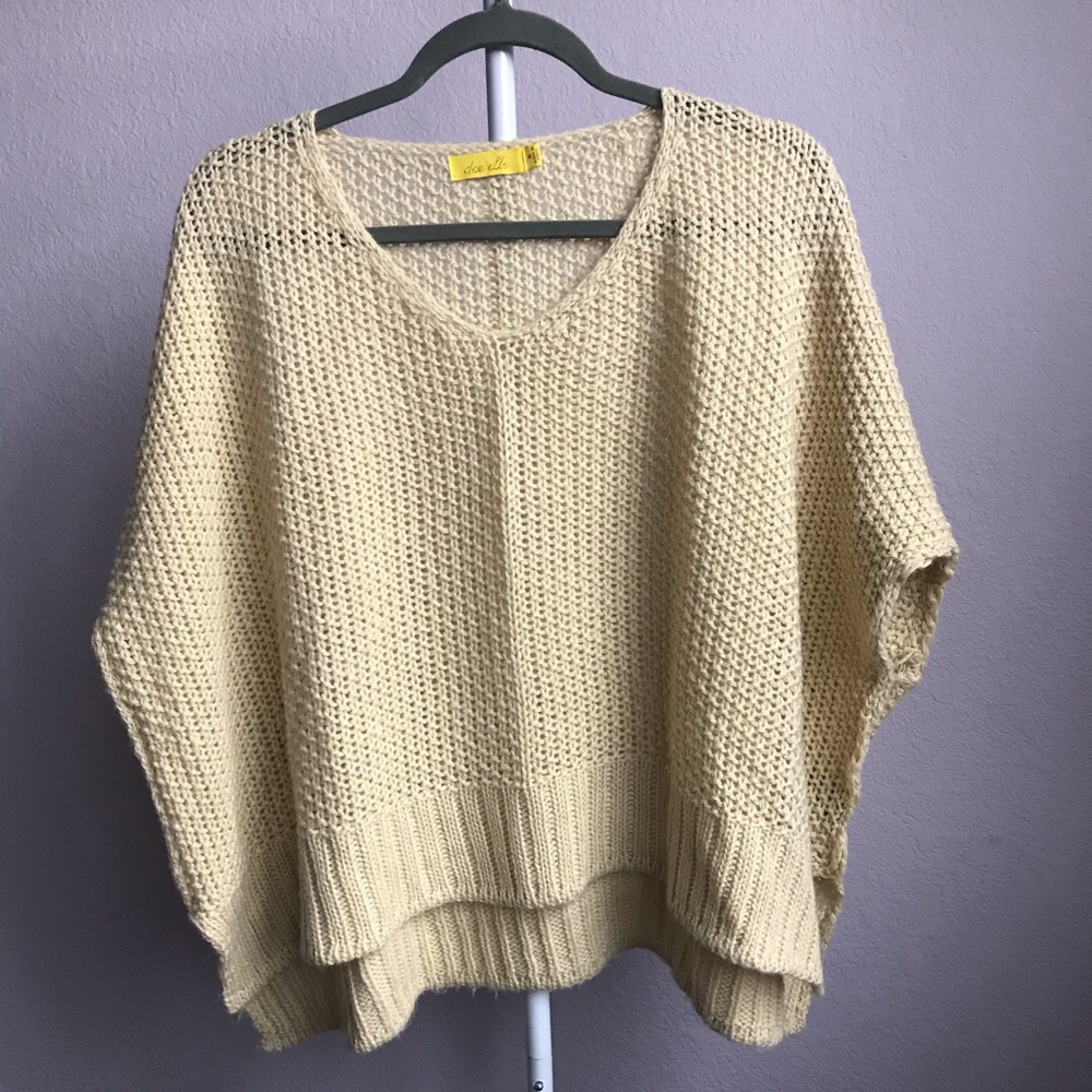 oversized cream v neck sweater